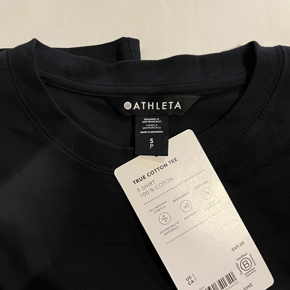 NWT Athleta Women’s True Cotton Black Tee - Picture 4 of 4